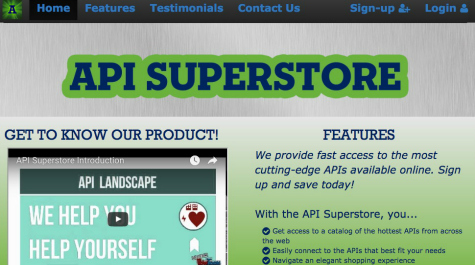 Screenshot of API Superstore website