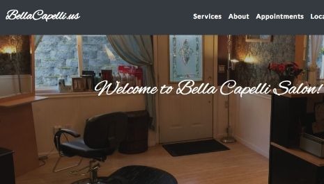 Screenshot of the website for Bella Capelli Salon