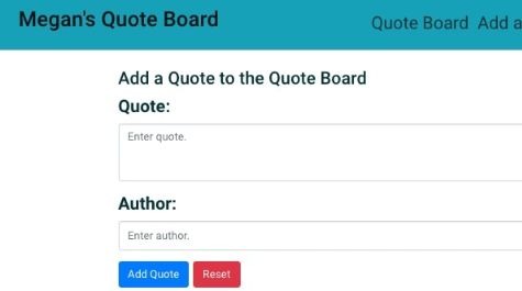 Screenshot of Megan's Quote Board, WATS 4030 capstone project